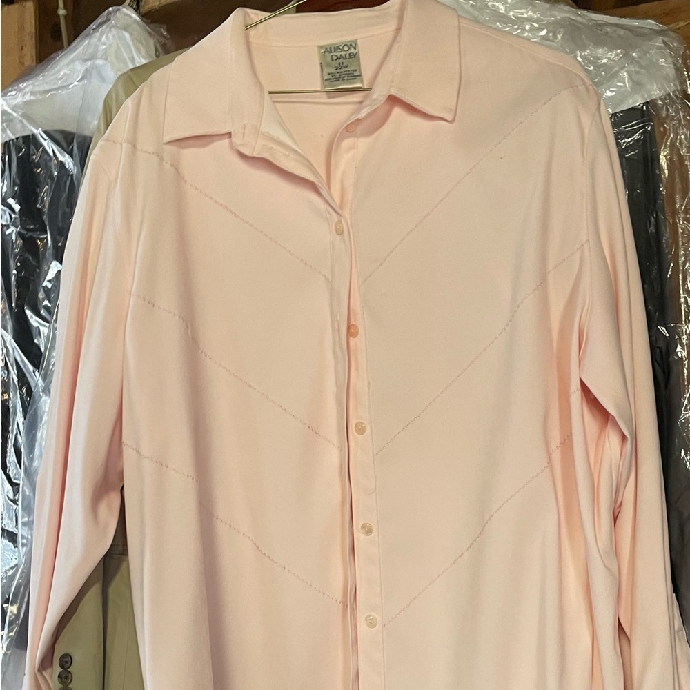Allison Dailey plus size vintage  pink long sleeve button down shirt